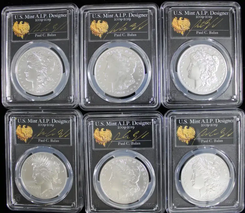 2021 Morgan silver dollar showcased in its original sealed guarantee package, preserving its pristine state.