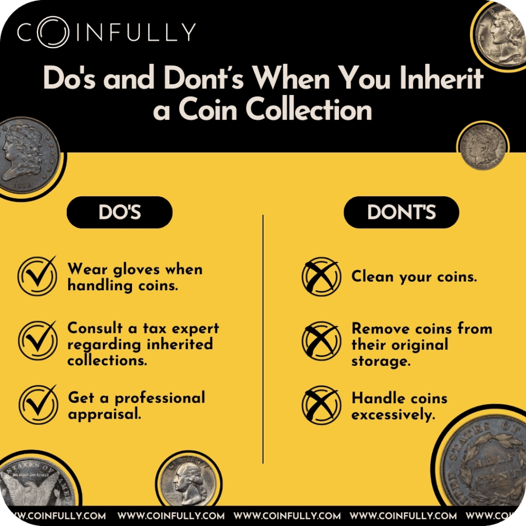 Quick checklist displaying the Do's and Dont's when you Inherit a Coin Collection