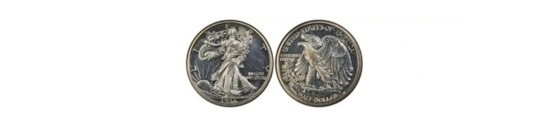 1936 Walking Liberty Half Dollar, featuring a walking figure of Liberty on one side and an eagle on the reverse.