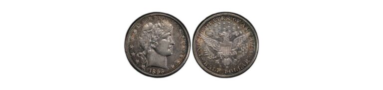 Valuable Barber Half Dollars featuring a profile of Liberty and an eagle with a shield on the reverse side.