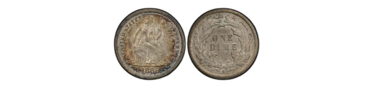 Most Valuable Seated Liberty Dime from 1869-S, showing a seated figure and the text "ONE DIME" on the reverse.