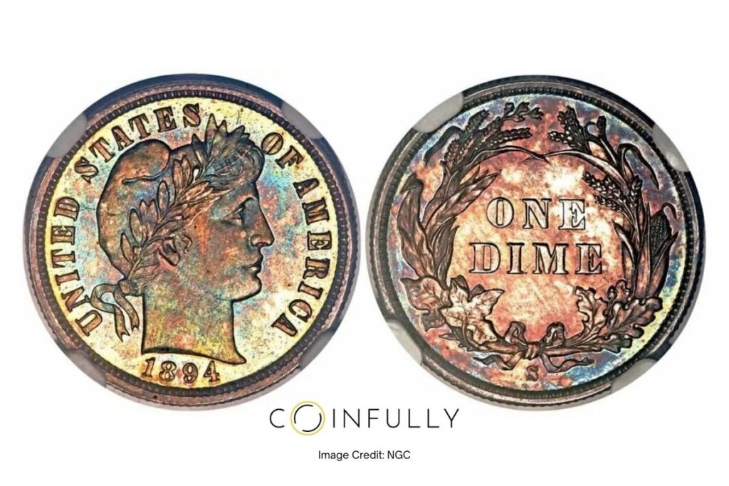 1894-S Barber Dime Obverse and Reverse - Coinfully