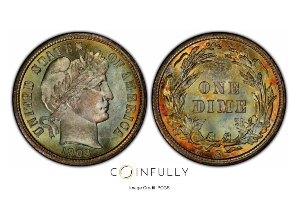1903-S Barber Dime Obverse and Reverse - Coinfully