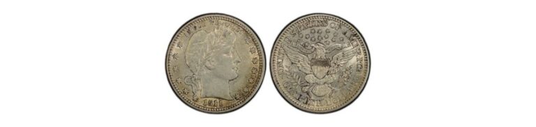 1911D Barber Quarter showing the obverse with a profile of Liberty and the reverse featuring an eagle and shield.