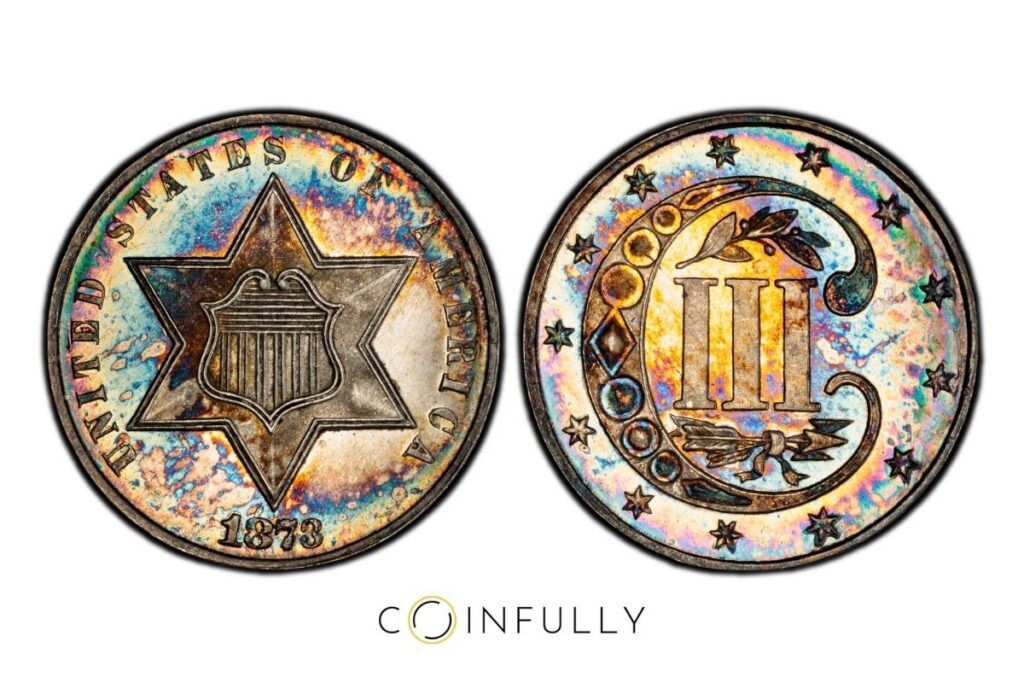 1873 Three Cent Silver Proof Cameo Coin - Coinfully