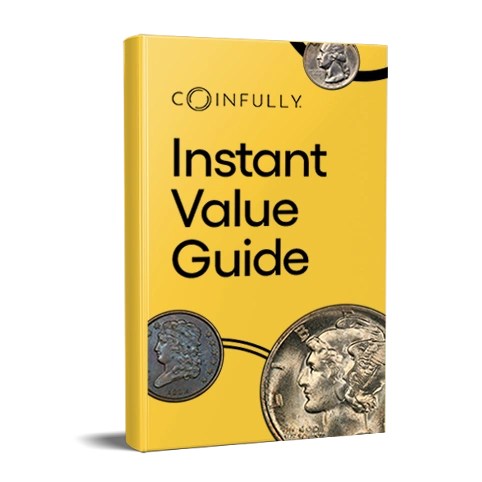 Instant Value Guide book cover with yellow background, featuring the title and images of coins.