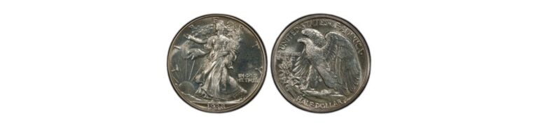 A 1938 half dollar coin featuring a depiction of Liberty on one side and an eagle on the reverse.